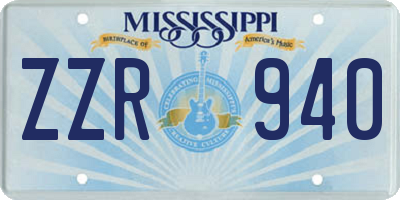 MS license plate ZZR940