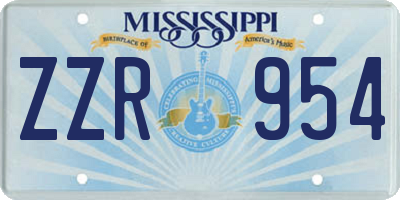 MS license plate ZZR954
