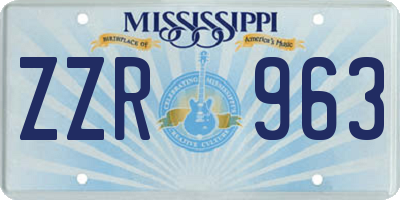 MS license plate ZZR963