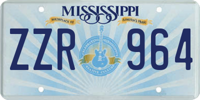 MS license plate ZZR964