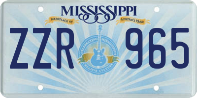 MS license plate ZZR965