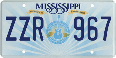 MS license plate ZZR967