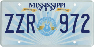 MS license plate ZZR972