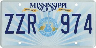 MS license plate ZZR974
