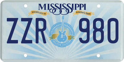 MS license plate ZZR980