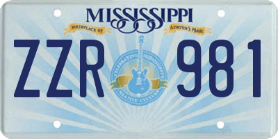MS license plate ZZR981