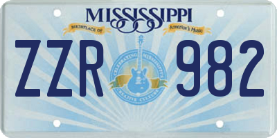 MS license plate ZZR982