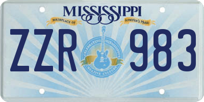 MS license plate ZZR983