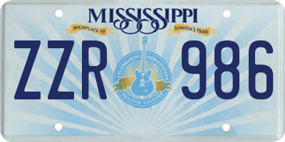 MS license plate ZZR986