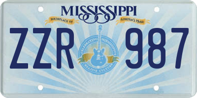 MS license plate ZZR987