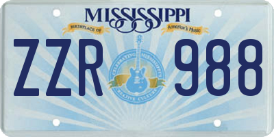 MS license plate ZZR988