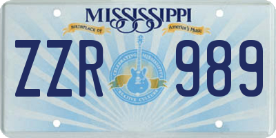 MS license plate ZZR989