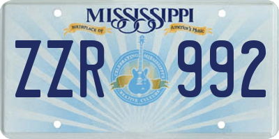 MS license plate ZZR992