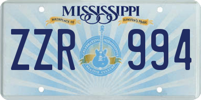 MS license plate ZZR994