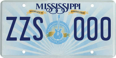 MS license plate ZZS000