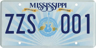 MS license plate ZZS001