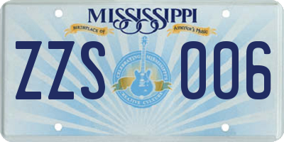MS license plate ZZS006