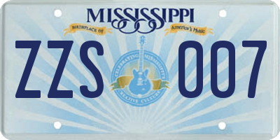MS license plate ZZS007