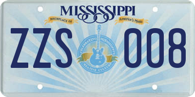 MS license plate ZZS008