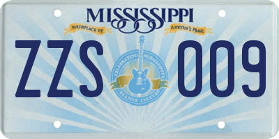 MS license plate ZZS009