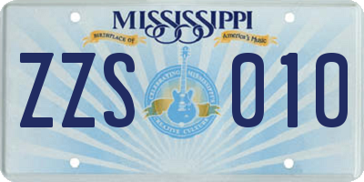 MS license plate ZZS010