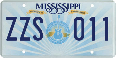 MS license plate ZZS011