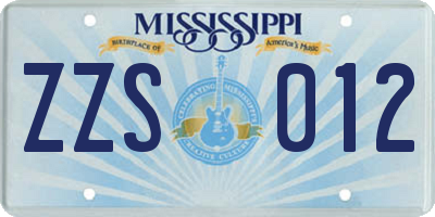 MS license plate ZZS012