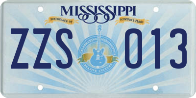 MS license plate ZZS013