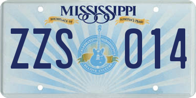 MS license plate ZZS014
