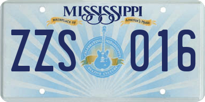 MS license plate ZZS016