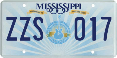 MS license plate ZZS017