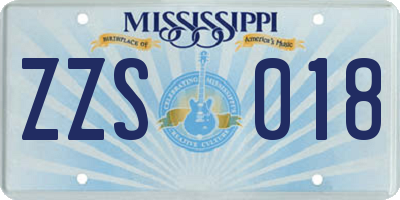 MS license plate ZZS018