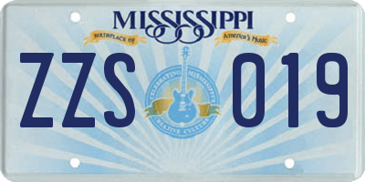 MS license plate ZZS019