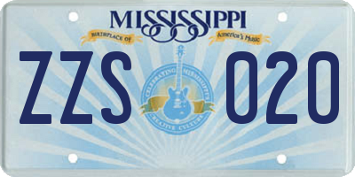 MS license plate ZZS020