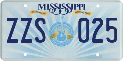 MS license plate ZZS025