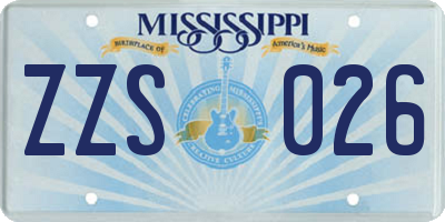 MS license plate ZZS026