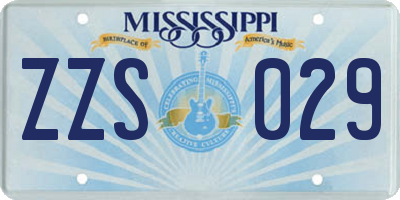 MS license plate ZZS029