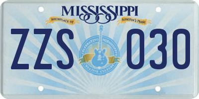 MS license plate ZZS030