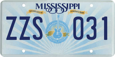 MS license plate ZZS031