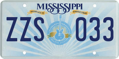 MS license plate ZZS033