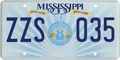 MS license plate ZZS035