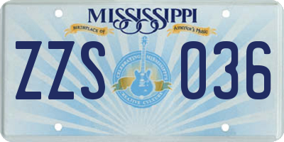 MS license plate ZZS036