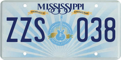 MS license plate ZZS038