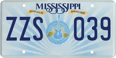 MS license plate ZZS039