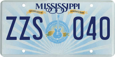 MS license plate ZZS040