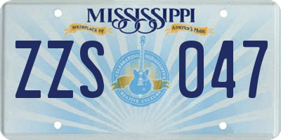 MS license plate ZZS047