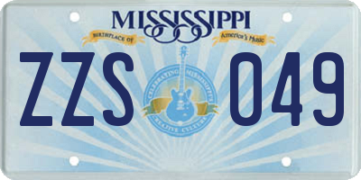 MS license plate ZZS049
