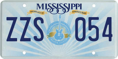 MS license plate ZZS054