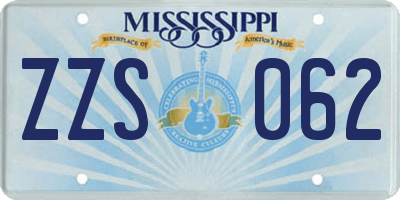 MS license plate ZZS062