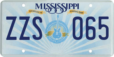 MS license plate ZZS065